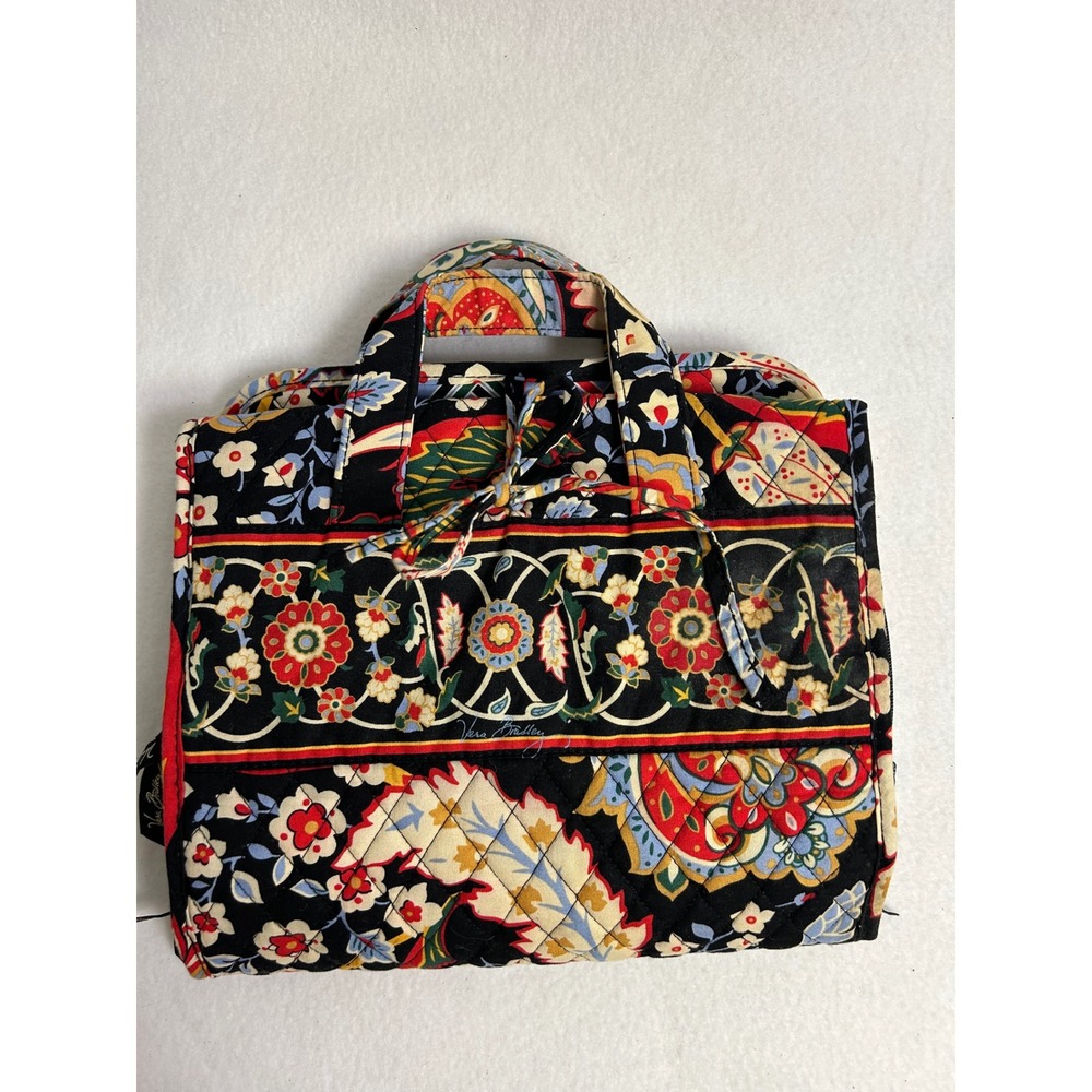Boho Floral Vera Bradley Womens Black Quilted Travel Hanging Toiletry Bag